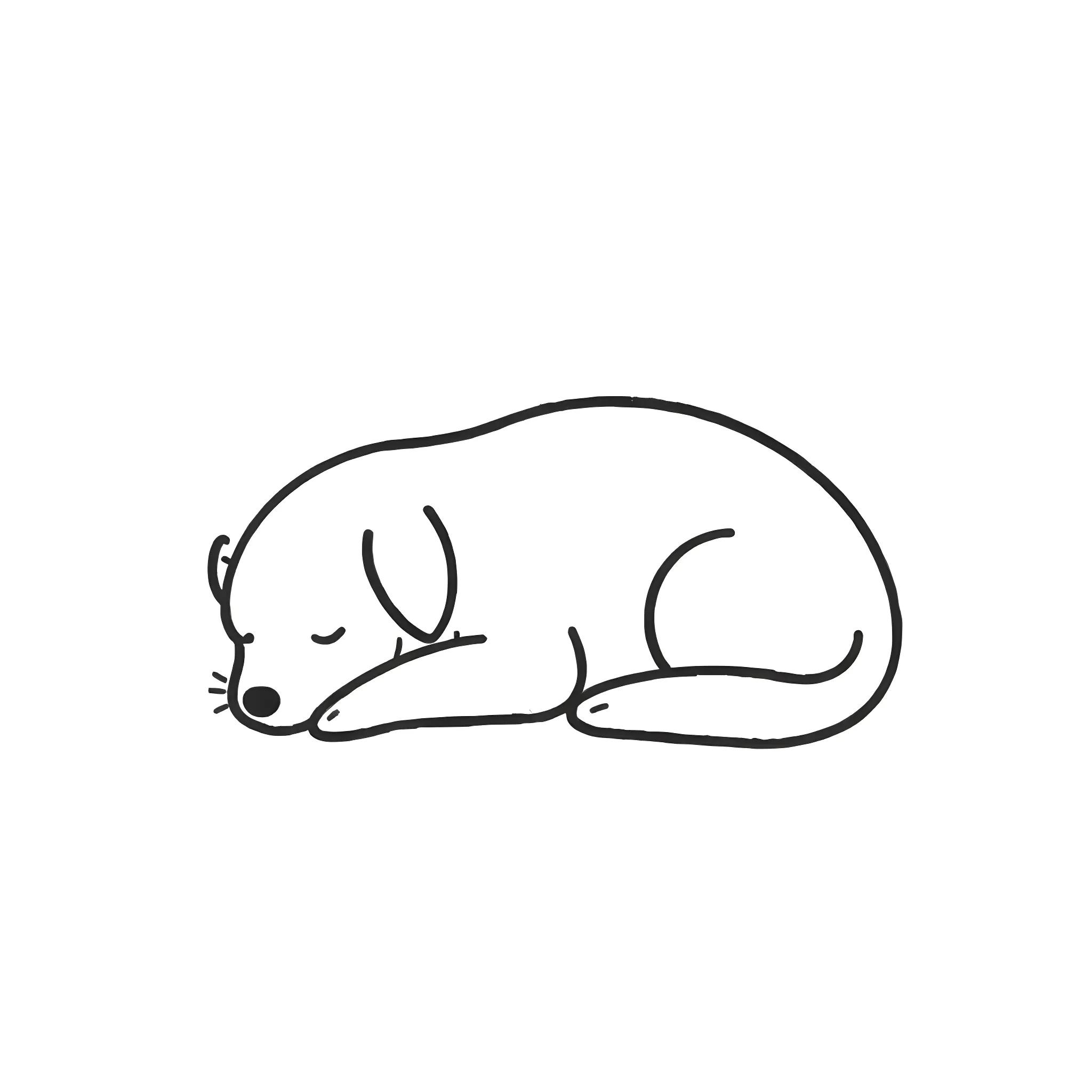 Peaceful sleeping dog drawing