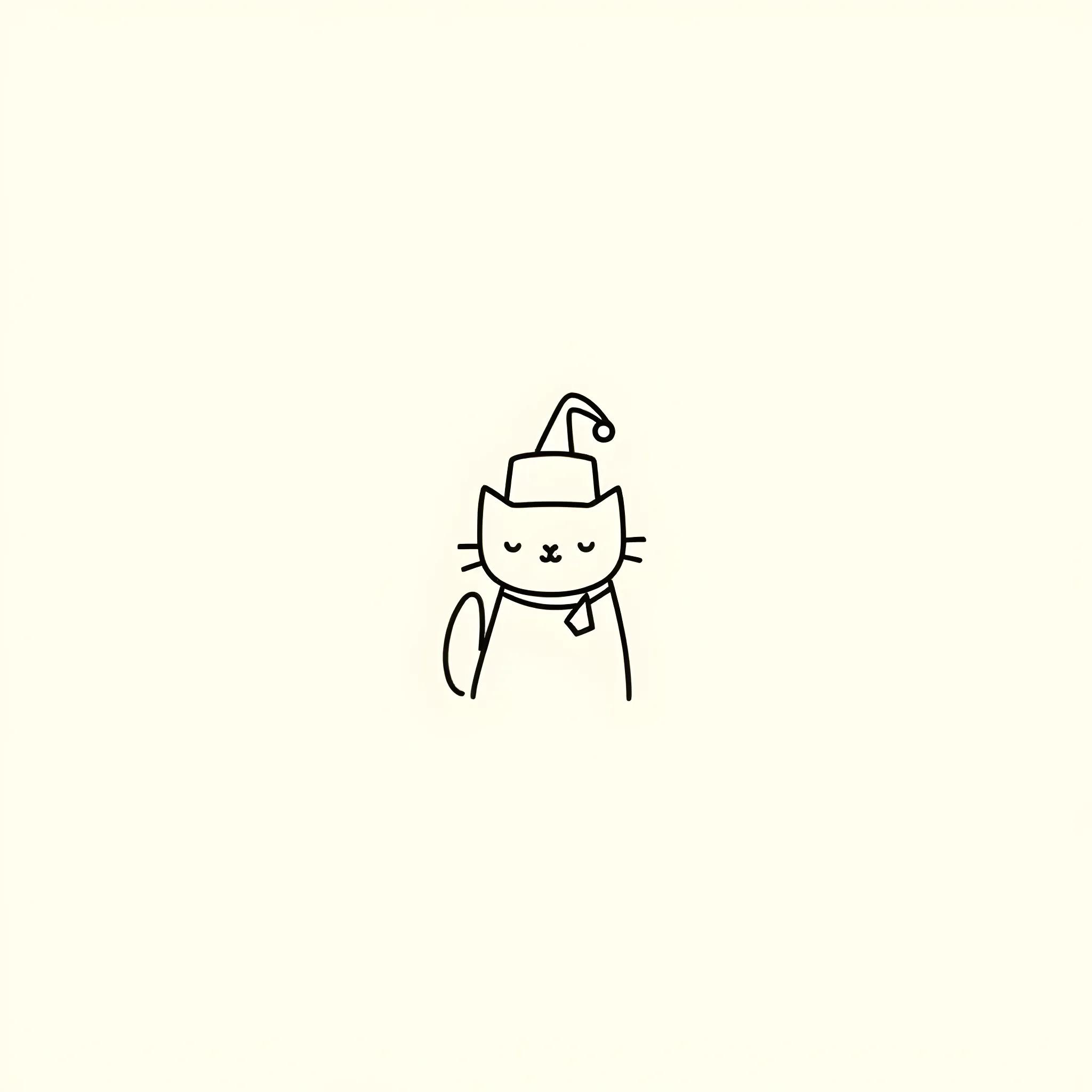 Simple cat with hat drawing technique