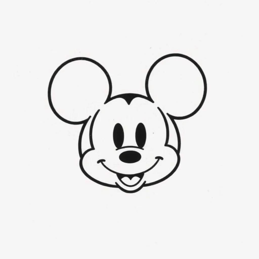 Minimalist Mickey Mouse line drawing