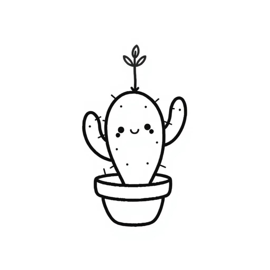 Easy cactus sketch for kids