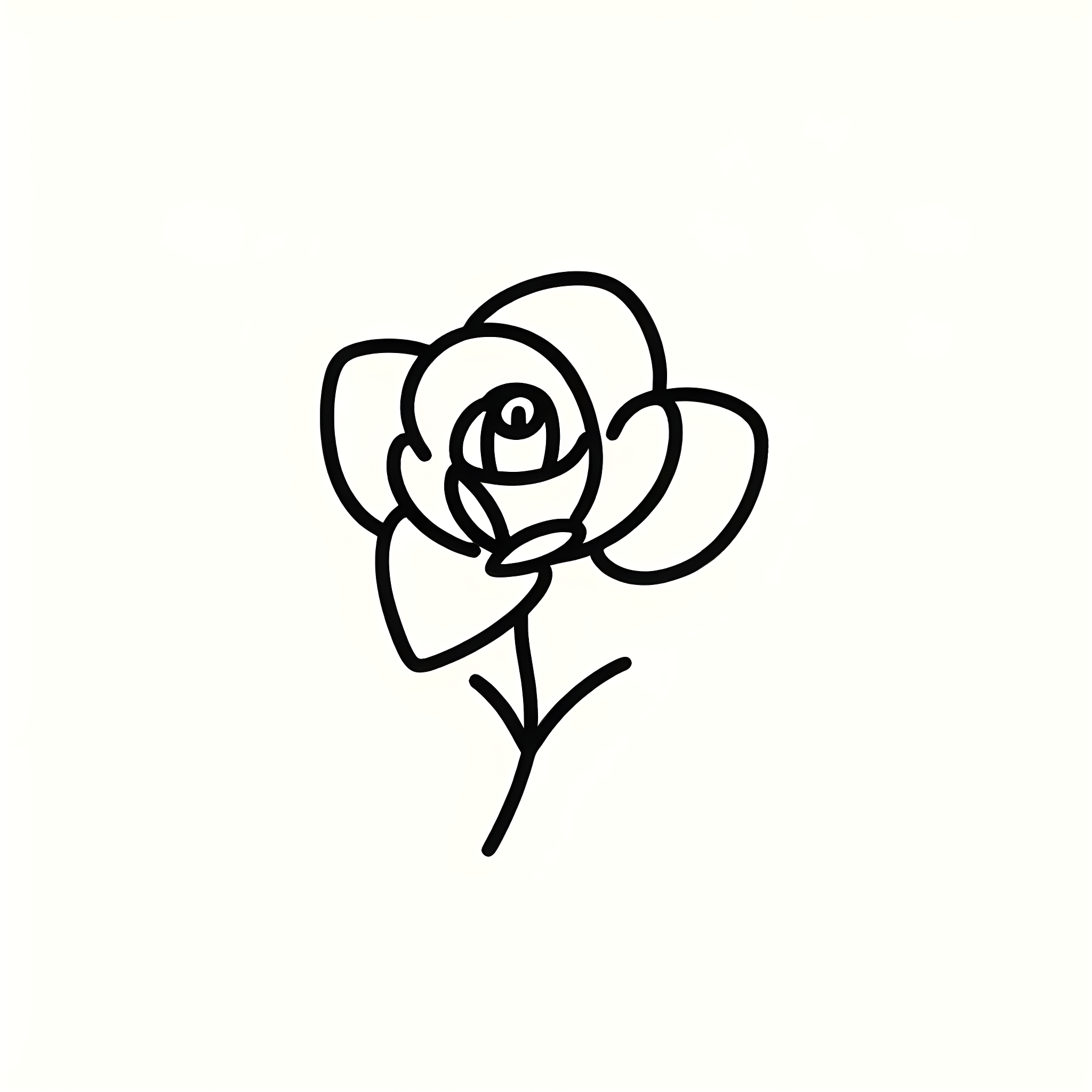 Simple open bloom rose sketch