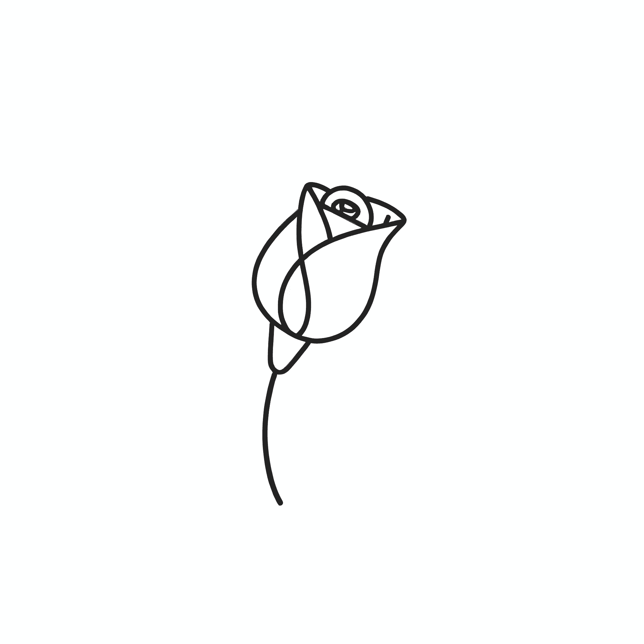 Easy rose bud drawing tutorial