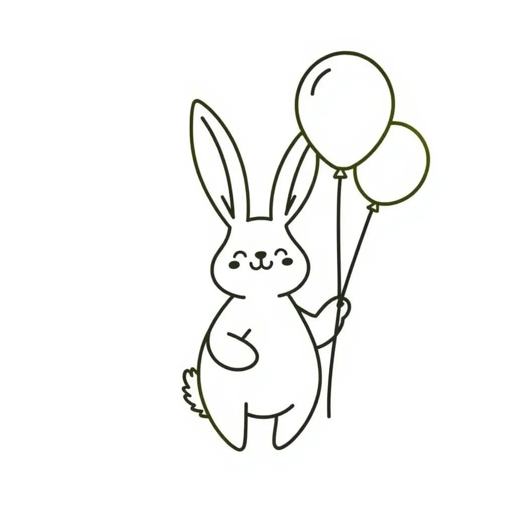 Rabbit Holding Balloons