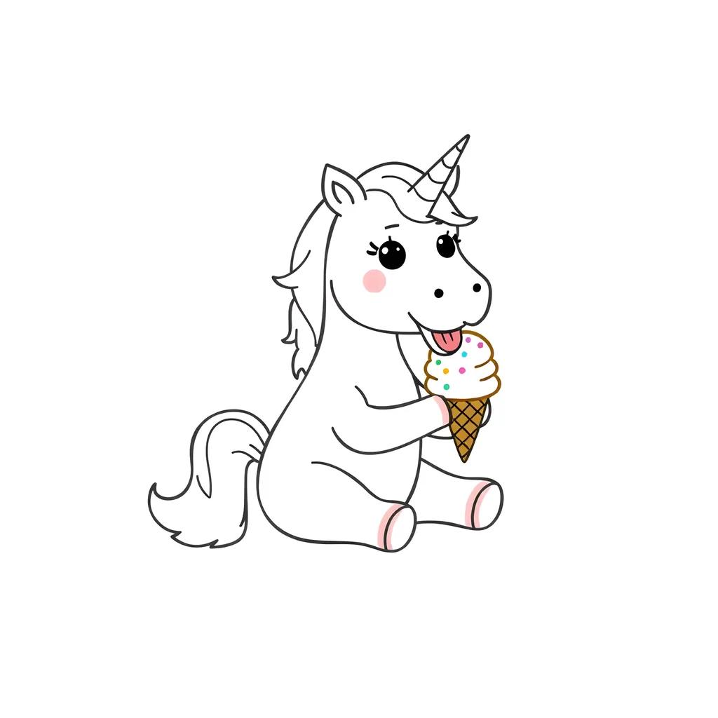 Quirky Unicorn Eating Ice Cream: Easy Magical Doodle