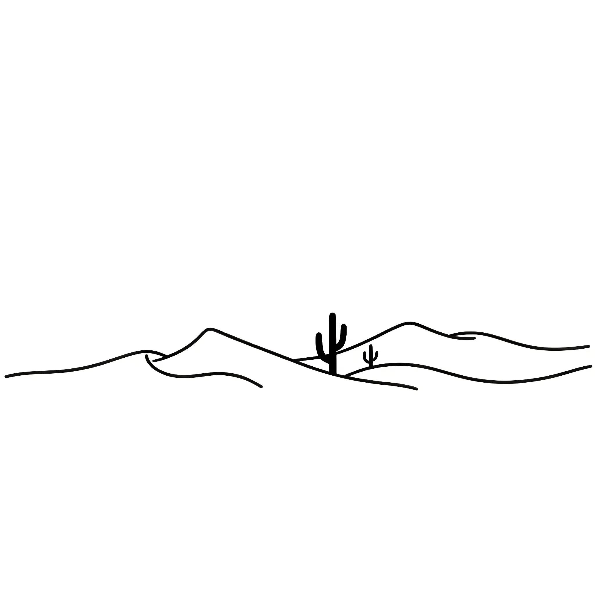 Minimalistic desert landscape with cactus