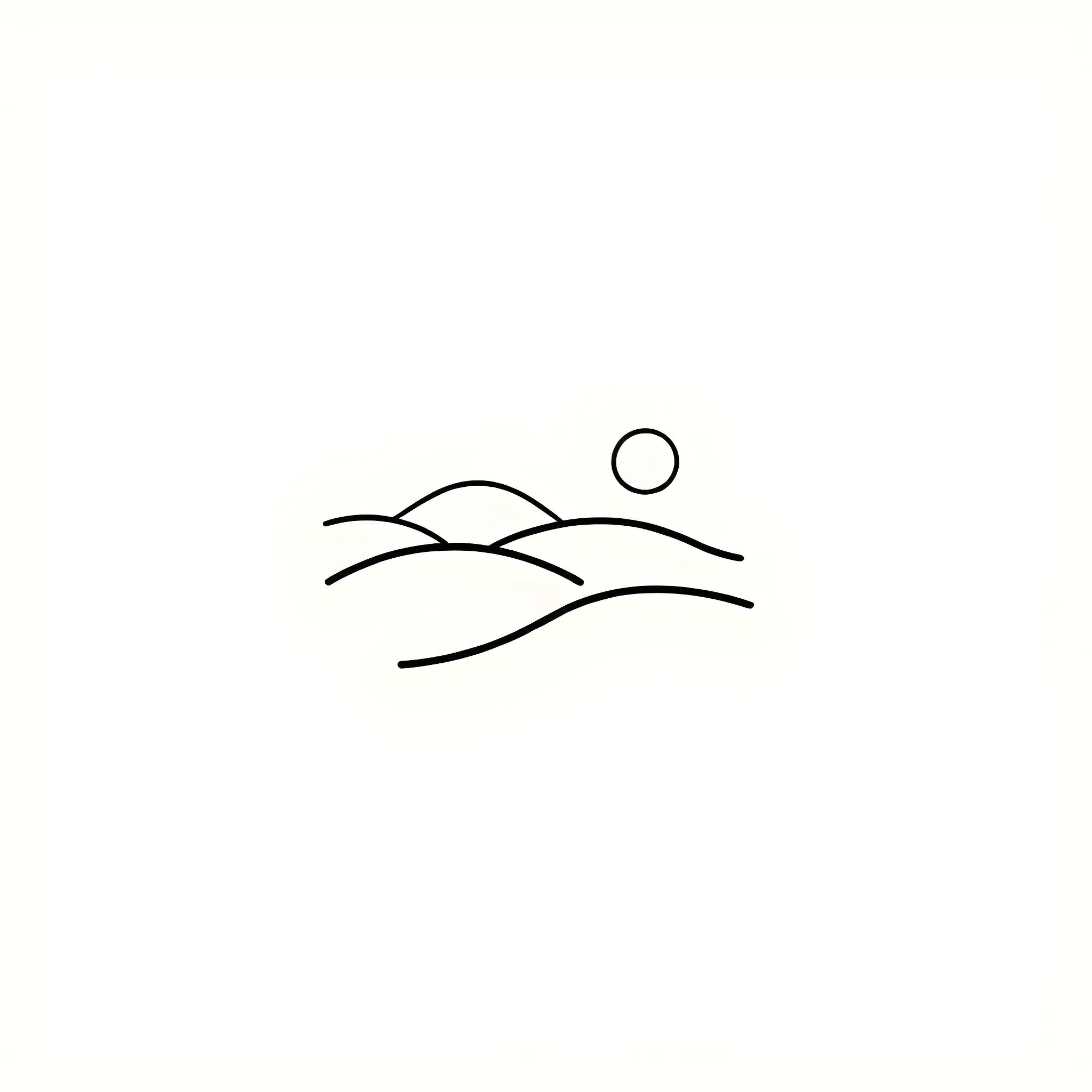 Minimalist rolling hills landscape drawing